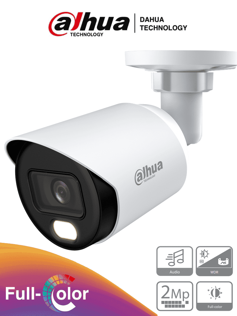 DAHUA DH-HAC-HFW1239TN-A-LED-0360B-S3 - Cámara Bullet Full Color de 2 Megapixeles 1080p, micrófono integrado, lente de 3.6mm, WDR 130dB, LEDs para 20m, protección IP67 y tecnología Starlight. DAHUA DH-HAC-HFW1239TN-A-LED-0360B-S3 - Cámara Bullet Full Color de 2 Megapixeles 1080p, micrófono integrado, lente de 3.6mm, WDR 130dB, LEDs para 20m, protección IP67 y tecnología Starlight.